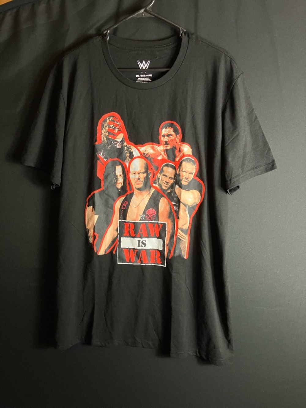 WWE Black Short Sleeve 'Raw Is War' Graphic Tee with Red Accents